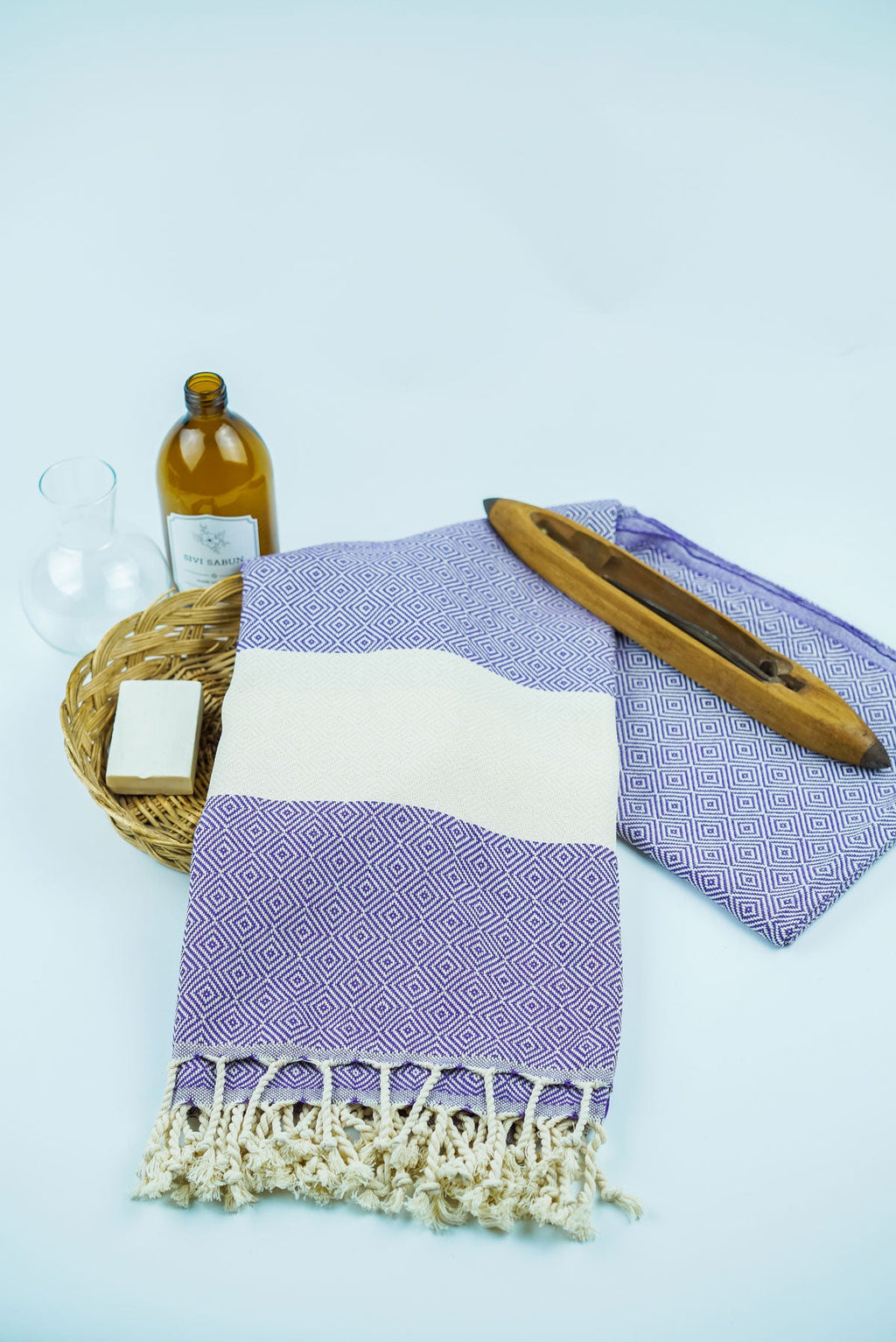 Celena peshtemal in purple with diamond weave